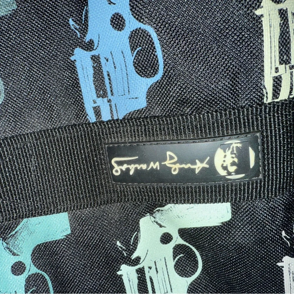 Black Gun Print Men's Duffel Bag - Picture 4 of 5